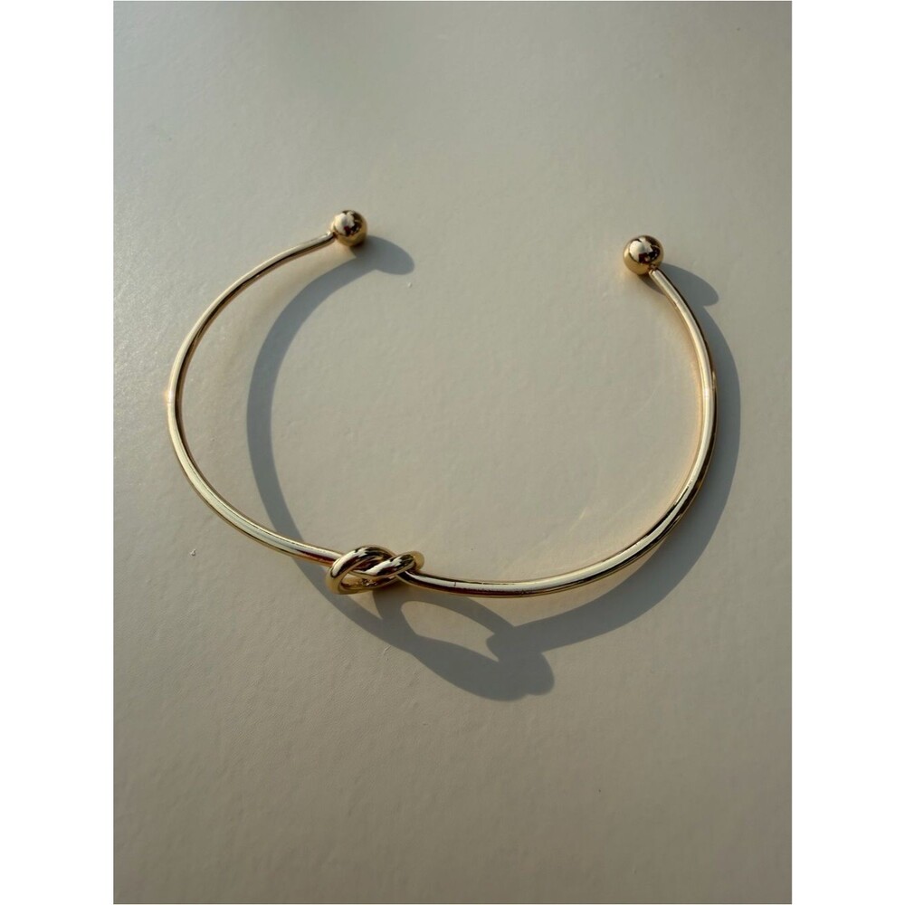 Gold-Tone Stainless Steel Love Knot Adjustable Bangle